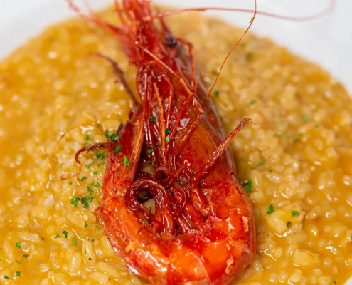 Arroz Meloso con carabineros de La MaMá Restaurante